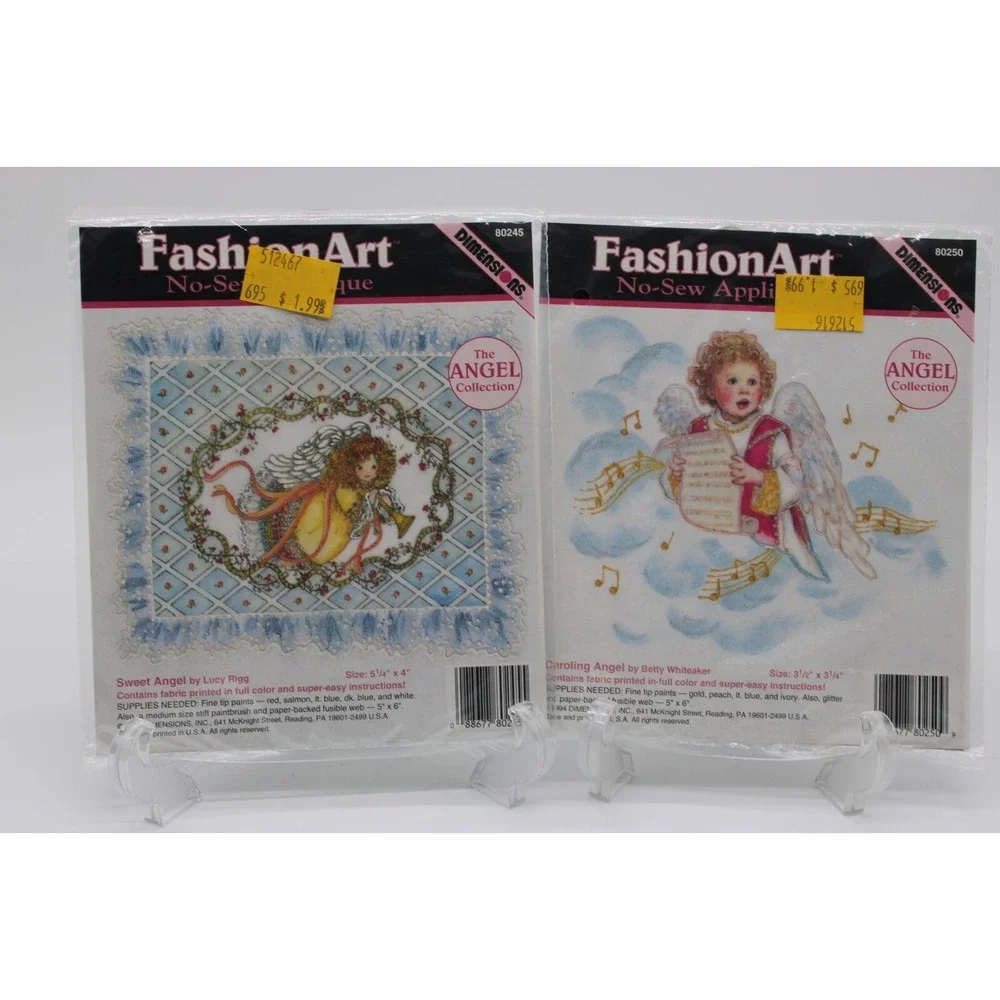 4 VTG No-Sew Applique 1994 Dimensions Fashion Art - Bears & Angels NEW